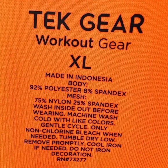 NWT TEK GEAR Women Mid Rise Drawstring Pockets Workout Orange Shorts Plus Sz 1X - Picture 3 of 4